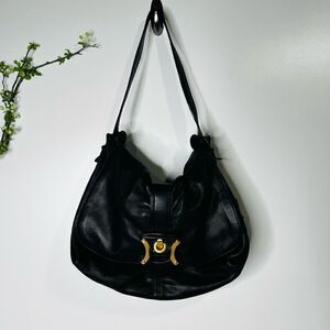 B. Makowsky Women's Black 100% Genuine Leather Hobo Shoulder Bag